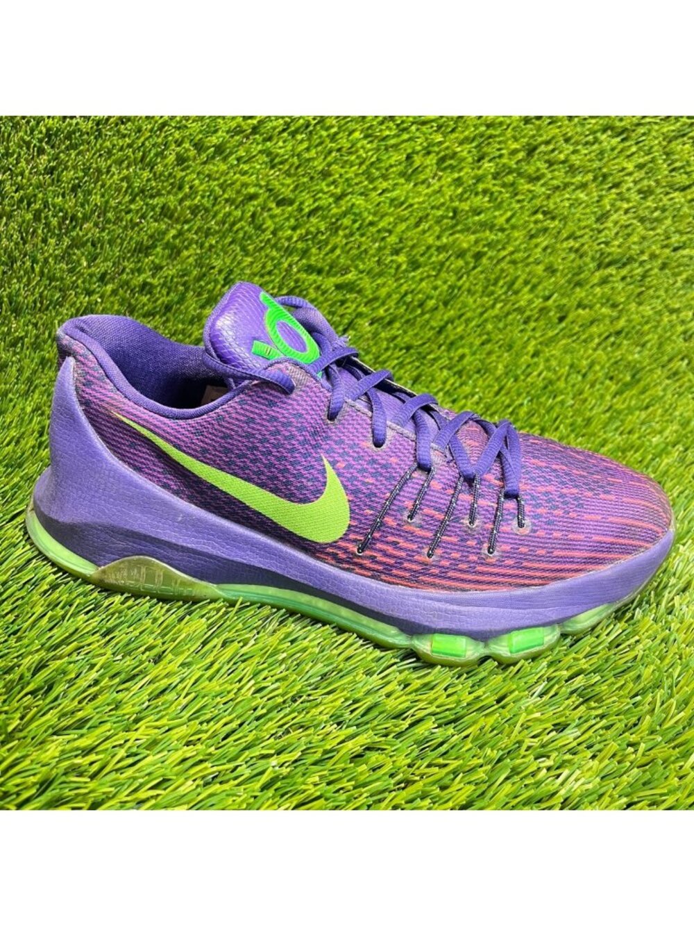 Nike KD 8 Suit Girls Size 6.5Y Purple Green Athletic Basketball Shoes Sneakers